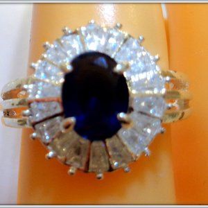 blue sapphire ring 18k gold finished for ladies size 7
